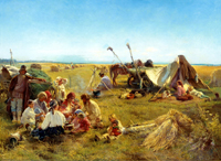 Крестьянский обед во время жатвы (К. Маковский. 1871 г.)