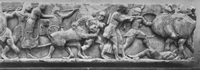 Гигантомахия. Часть северного фриза сокровищницы сифносцев в Дельфах. VI в. до н.э. Дельфы, Музей