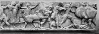 Северный фриз сокровищницы сифнийцев. Мрамор. Около 525 до н. э. Музей. Дельфы.