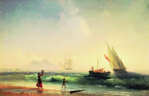 Встреча рыбаков на берегу Неаполитанского залива - 1842 год