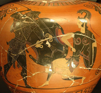 Геракл сражается против амазонок. Чернофигурный стиль. Ок. 530 г. до н.э. Лувр. Париж