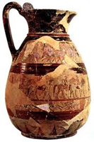 Протокоринфский кувшин из собрания Киджи. VII в. до н.э. Рим, Вилла Юлия