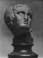 Скопас. Голова раненого воина с западного фронтона храма Афины Ален в Тегее. Мрамор. I п. IV в. до н.э. Афины. Национальный музей