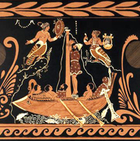 Одиссей и сирены (Чернофигурная керамика, прим. 340 г. до н.э.)