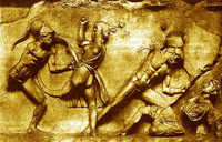 Битва греков с амазонками (Скопас. Фрагмент фриза Геликарнасского мавзолея. IV в. до н.э.)