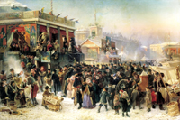 Народное гулянье во время масленицы на Адмиралтейской площади в Петербурге (К. Маковский. 1869 г.)