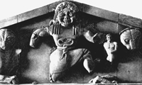 Медуза Горгона с фронтона храма Артемиды на о. Корфу (начало VI в. до н.э.)