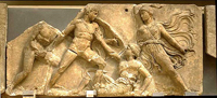 Амазономахия (Храм Аполлона Эпикурейского в Бассах. Британский музей. 425-420гг. до н.э.)