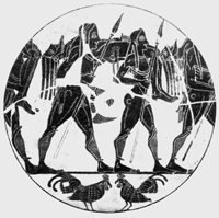Возвращение с битвы (Килик из Тарквинии. Середина VI в. до н.э. Берлин, Государственный музей)